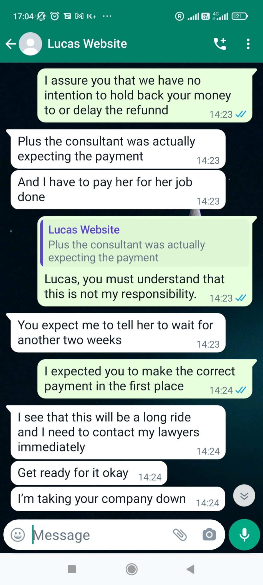 Scammer whatsapp chat