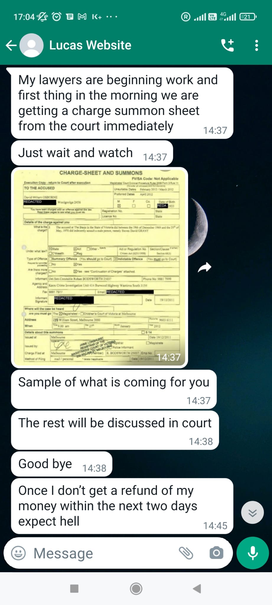 Scammer whatsapp chat